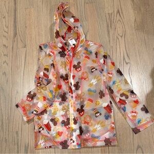 Disney Raincoat Clear Vinyl Rain Jacket with Colorful Snack & Mickey Ear Print